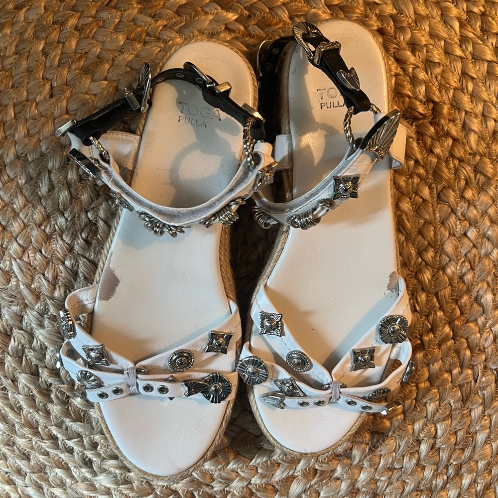 Toga Pulla White Espadrille Platform Sandals – Women’s Size 38 - Picture 4 of 5